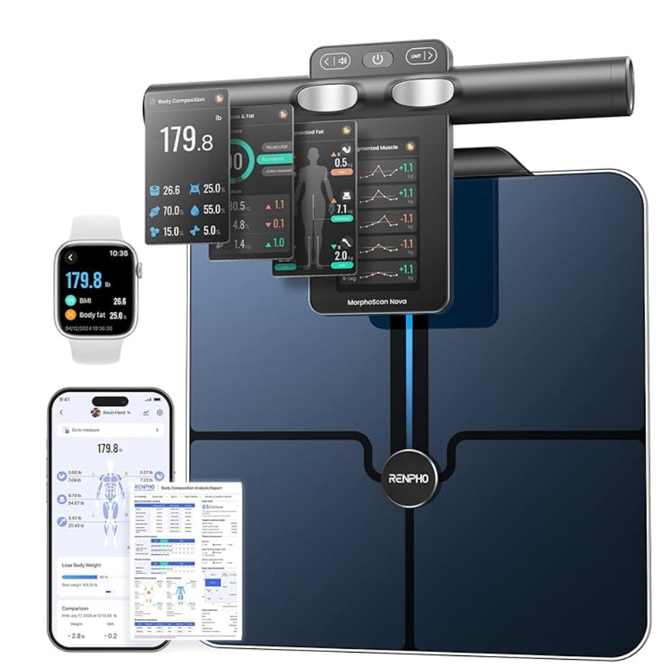 RENPHO Smart Scale for Body Weight — 8-Electrode Body Composition Scale with Handle, MorphoScan Nova