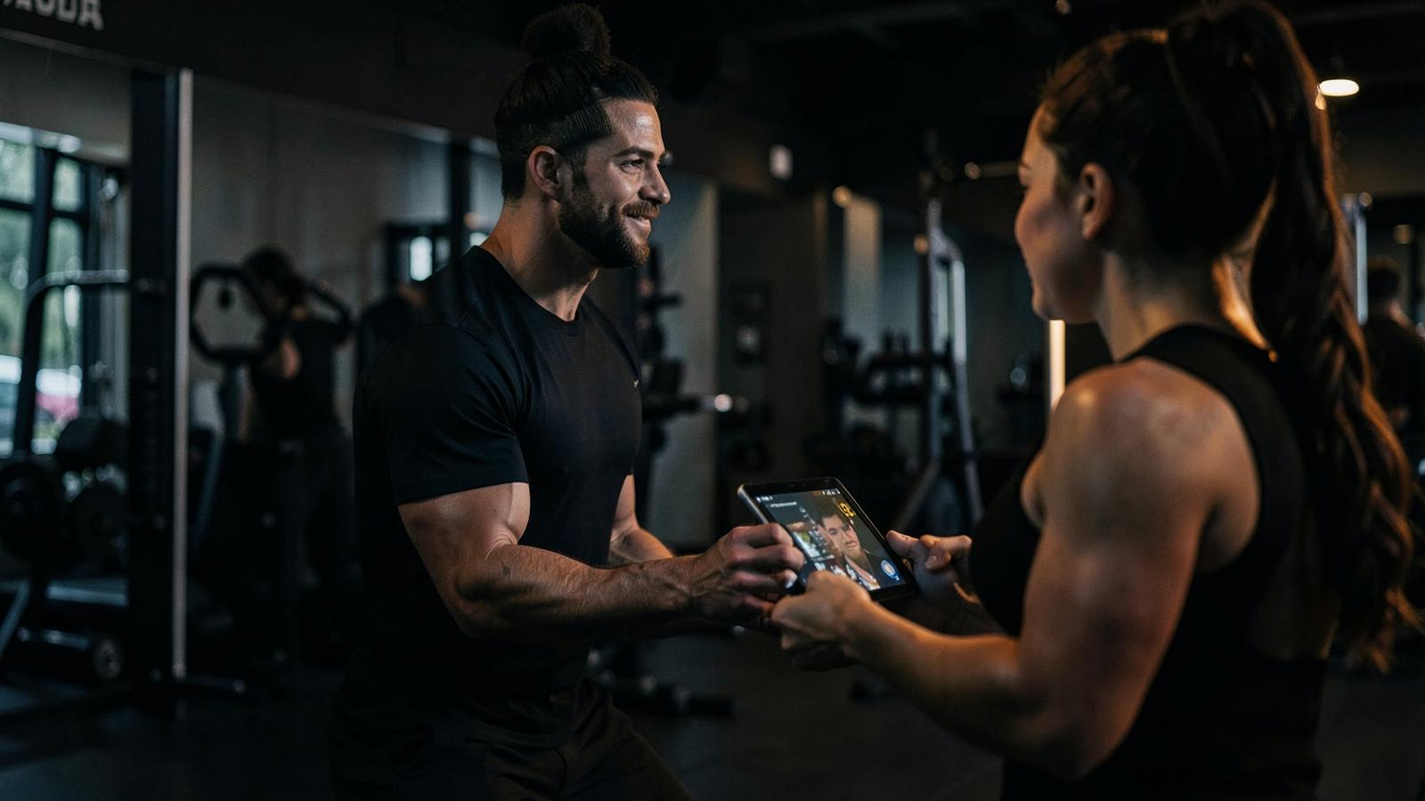 Personal trainer coaching a client through a lift